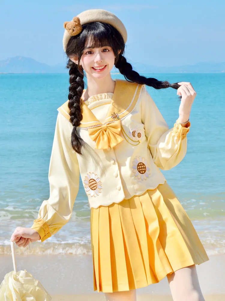 

JK Uniform Suit Women's Fashion Uniform Suit Original Spring Long Sleeve Student Cute Sailor Suit Pleated Skirt Y2k Clothes