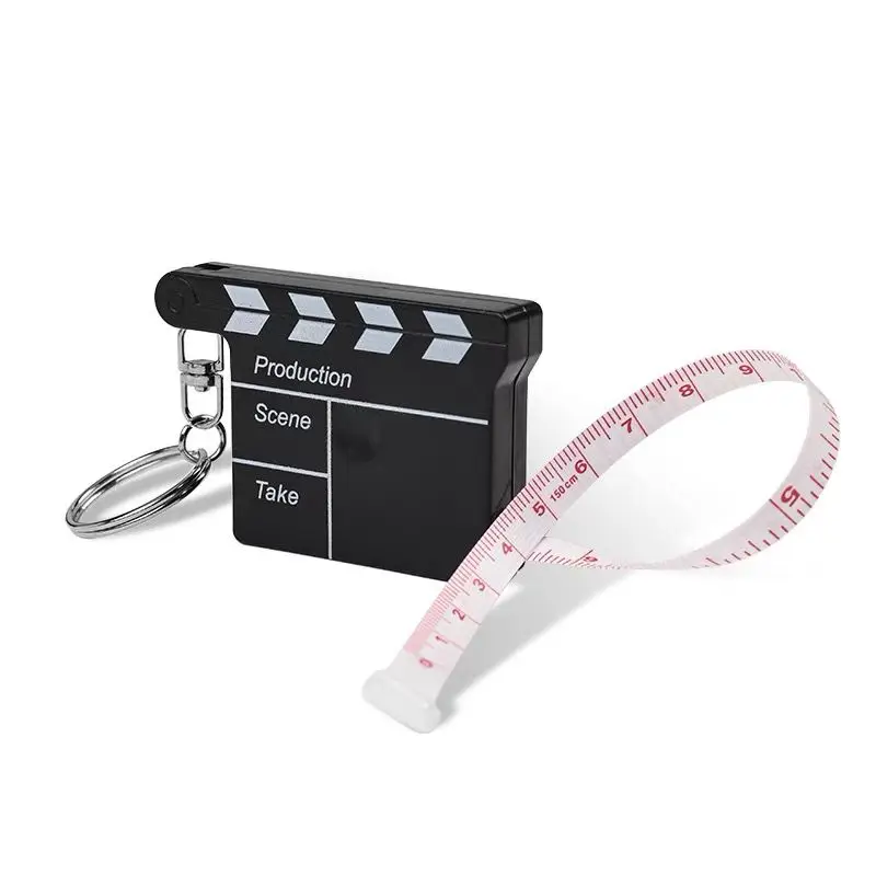 1.5m double-faced tape measure keychain key ring tools key chain creative plastic clapperboard keychain key holder portachiavi