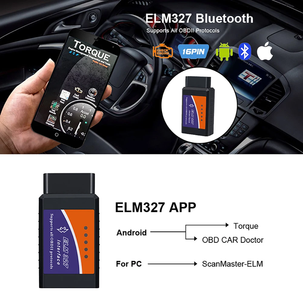 ELM327 V2.1 OBD2 Scanner Bluetooth Car Diagnostic Tool For Android /IOS Code Reader Automotive Fault Detector