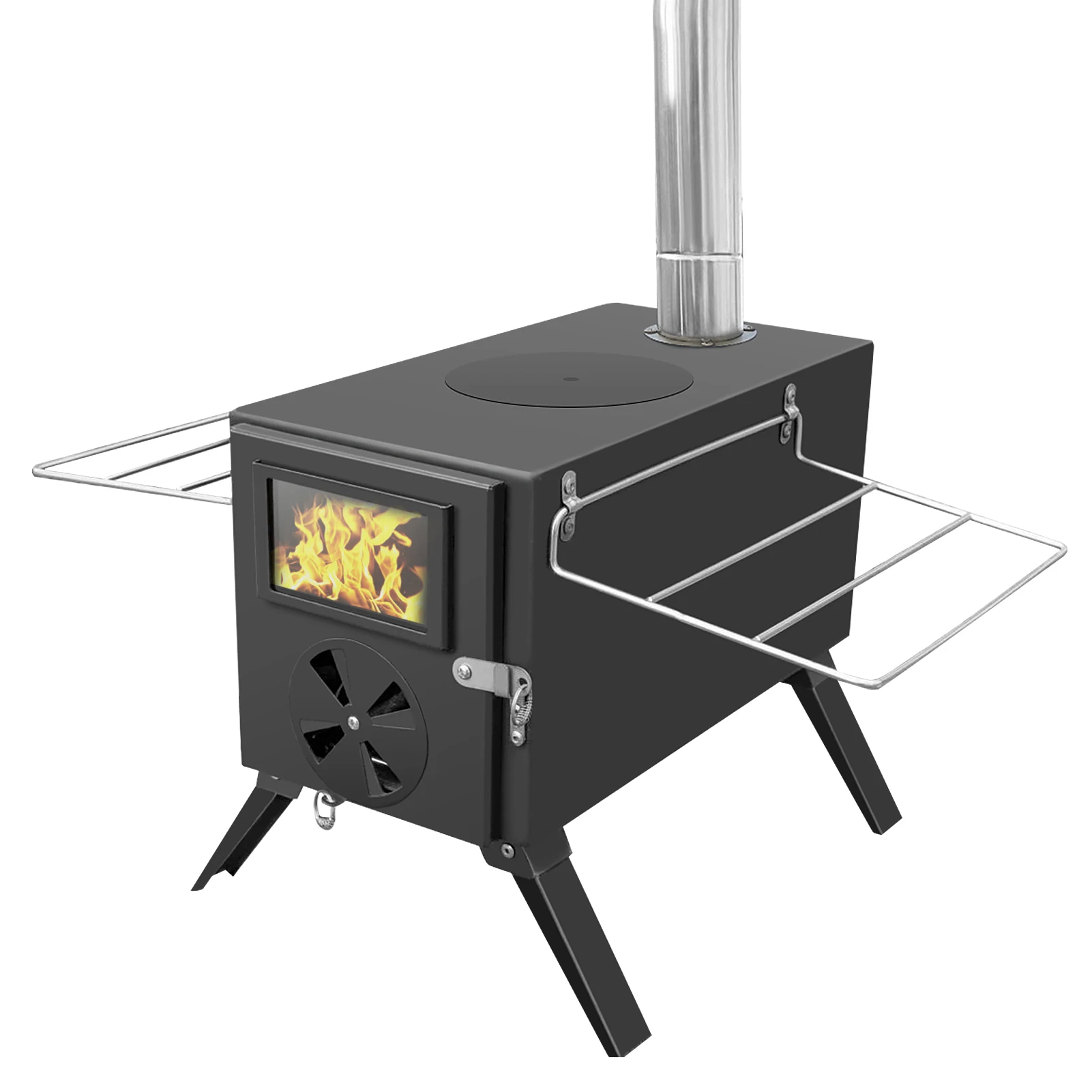 

Outdoor Camping Firewood Stove Portable Wood Burning Stove Firewood Burner Camping Equipment with Detachable Chimney
