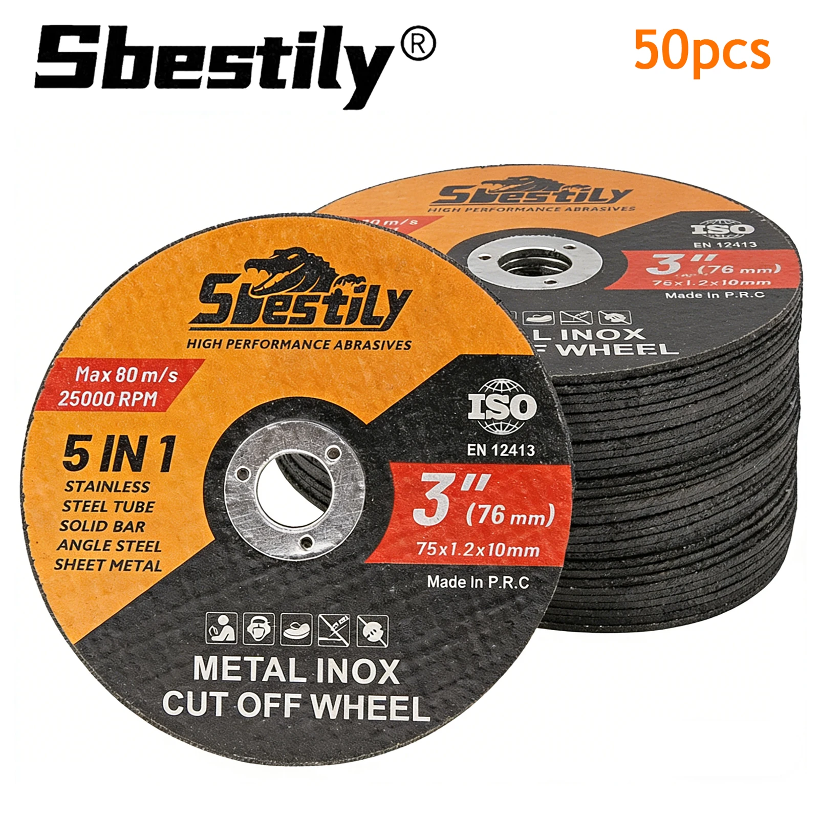

50piece 3inch Circular Resin Cut-Off Wheels Metal Cutting Discs Cutting Tool for Cutting Metal Steel Bar Aluminum Wood Pvc