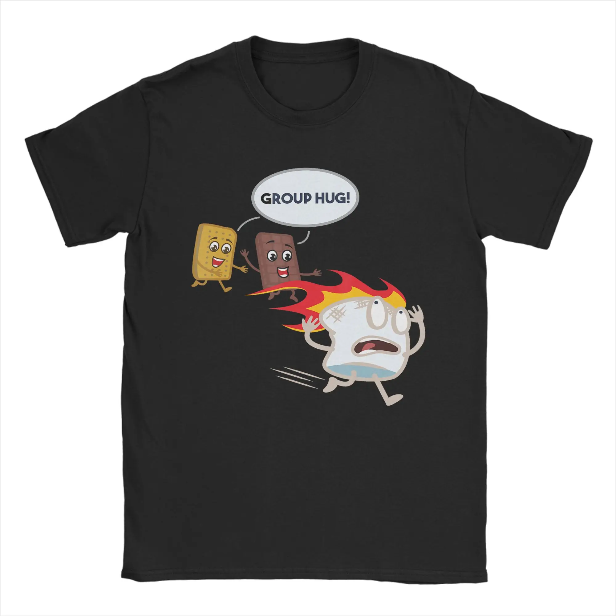 Casual T Shirt Summer Funny for Men Smores Camping Roasting T Shirts  Cotton Tee Shirt for Men's Awesome Short Sleeve Tees