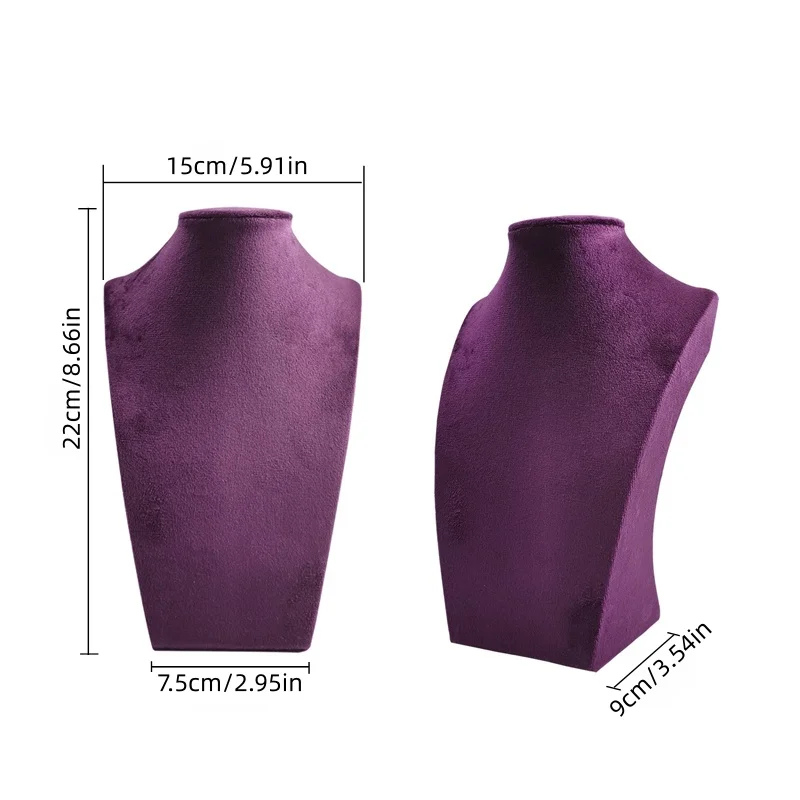 Velvet Covered Necklace Bust Display Stand Multi Color Mannequin Torso Jewelry Bust Holder Store Showcase Photo Shooting image 3