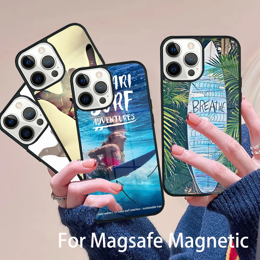 

Surfer Surf Hang Loose Shaka Phone Case Magesafe Magnetic Wireless Charge Cover For IPhone 16 11 12 13 14 15 Pro Max Plus Mini