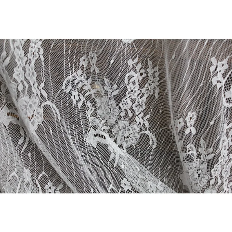 

1.5 Meters Wide, New European Style Eyelash Embroidery Lace Fabric, Handmade DIY Wedding Dress Clothing Decoration Accessories