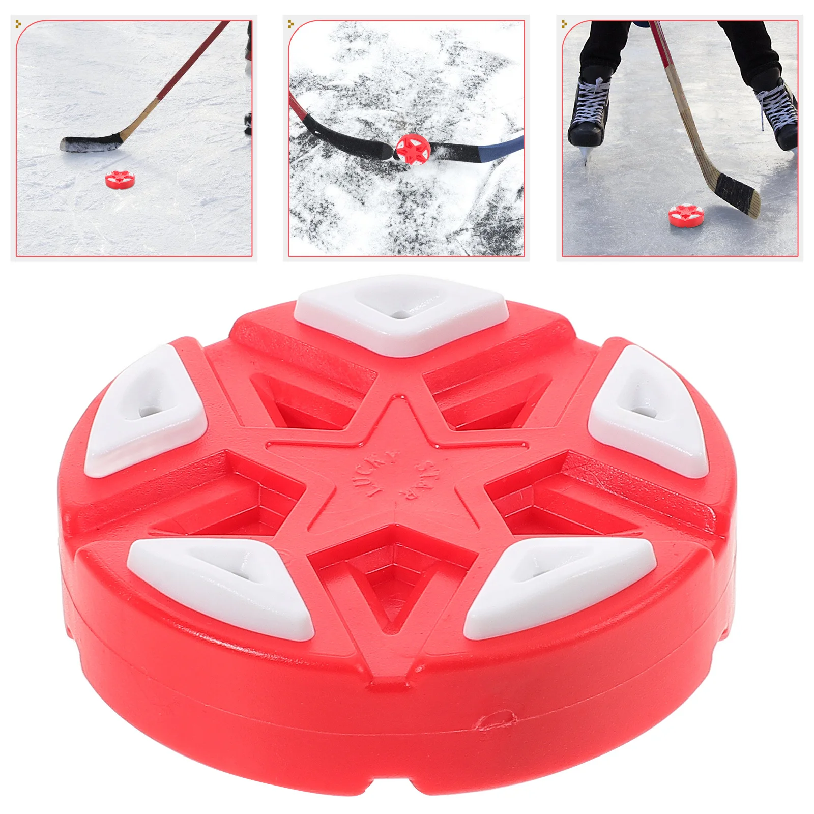 

Official Red Plastic Hockey Puck for Indoor Outdoor Use Street Roller Training Games Dimpled Surface Enhanced Grip Stable