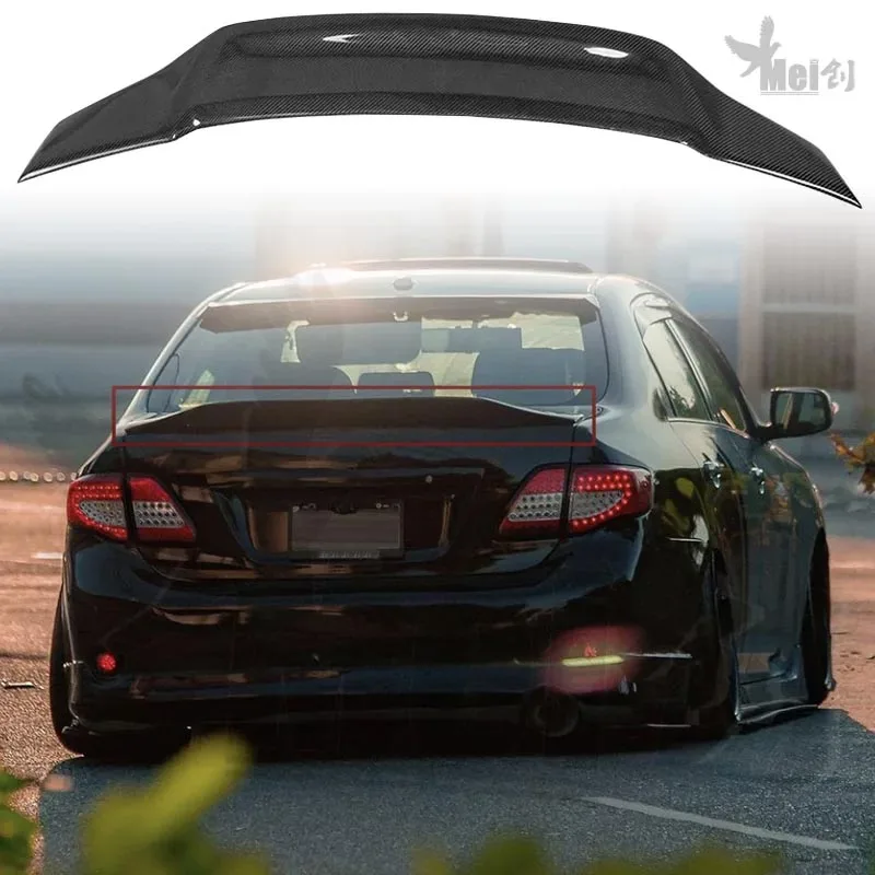 For Toyota Corolla 2009-2013 Rear Wing Trunk Lip Tail Spoiler Bright Black ABS Material R Style Rear Spoiler