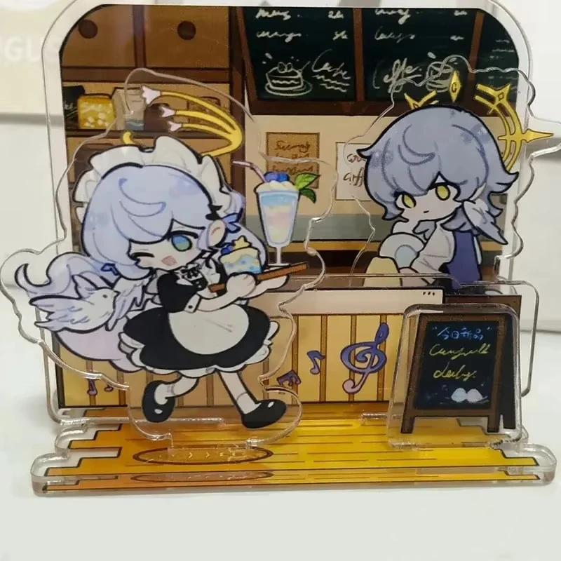 Honkai Star Rail Robin & Sunday Cafe Scene Acrylic Stand Cute Q Version Maid Outfit Character Desktop Display Ornaments