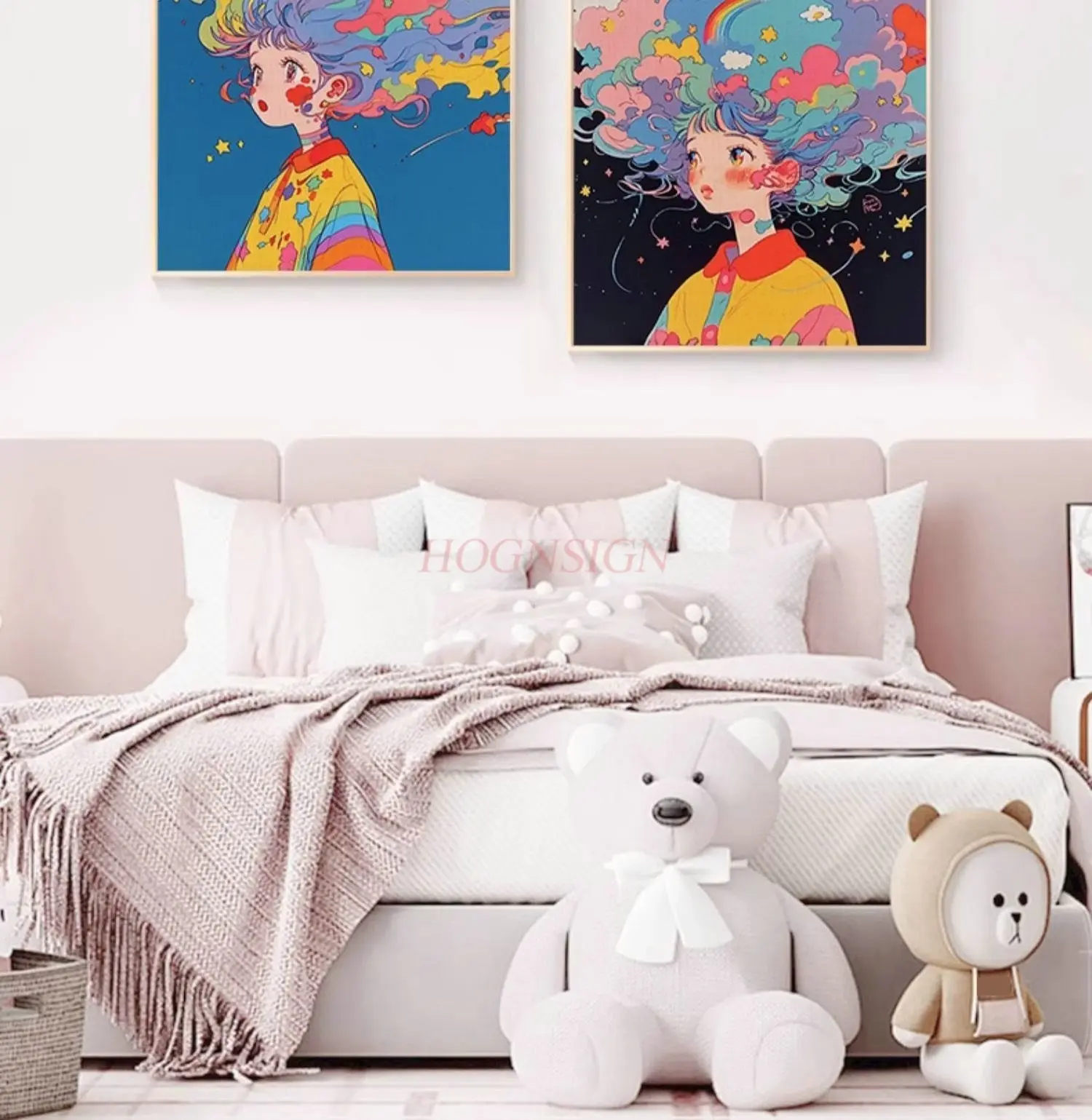 1セットdiyデジタル油絵女の子漫画塗り絵癒しシリーズ手作り絵画アクリル油絵