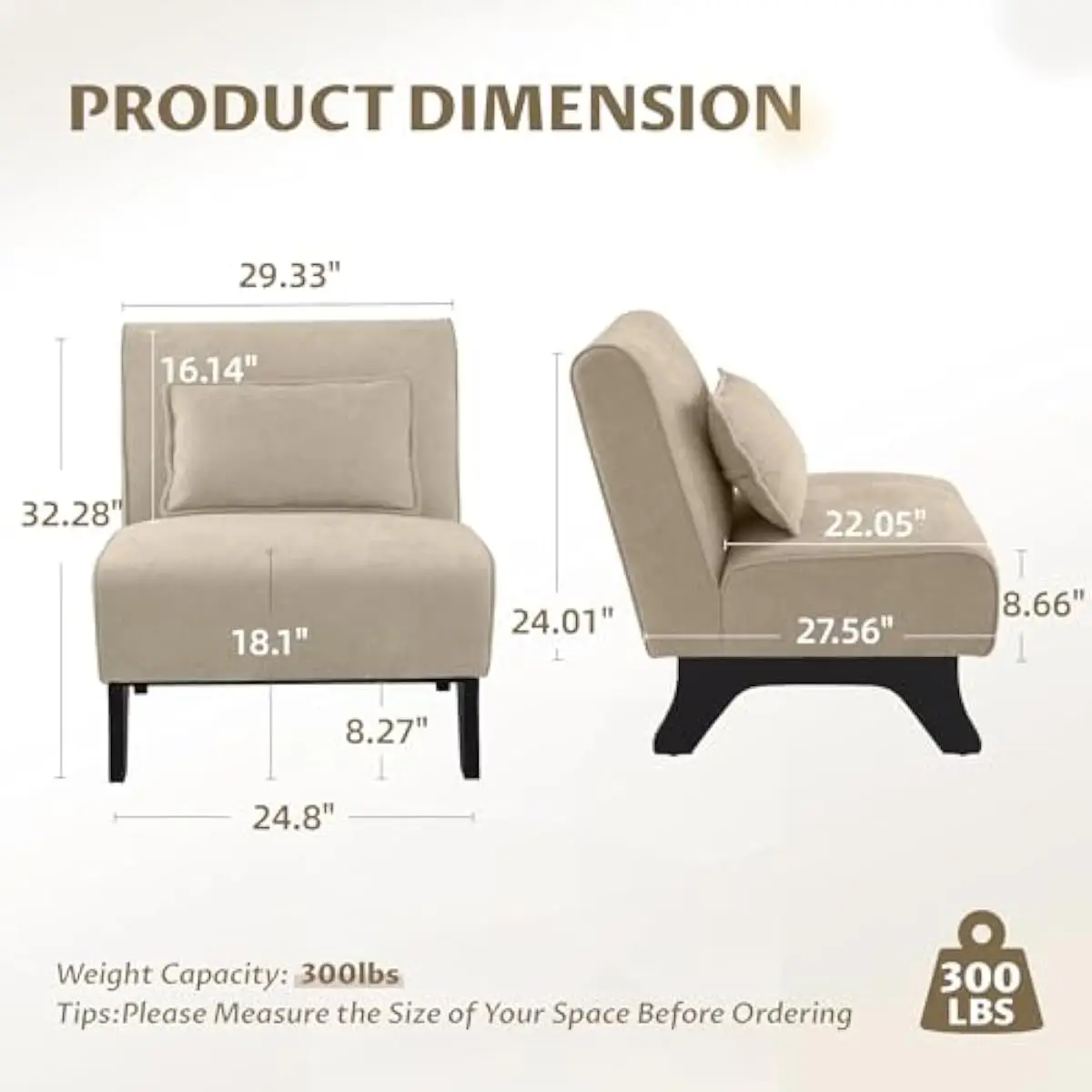 Upholstered Modern Lounge Chairs Set of Two | Wooden Frame Construction | High-Density Foam Cushioning | Compact 29.5 x 28.7 x 3