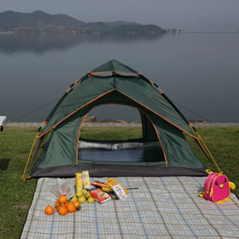 Double-layer dual-purpose tent fully automatic elastic pressure 3-4 people leisure family camping outdoor