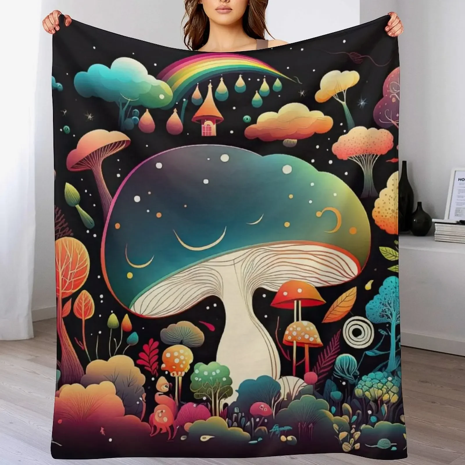

Mushrooms — 04 Throw Blanket Custom Luxury Brand Bed linens Soft Plaid Blankets