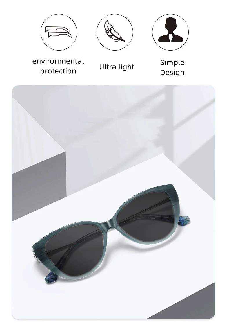 LOERHUNAR Hohe Qualität Luxus Marke Design Cat Eye Myopie Sonnenbrille frauen Anti UV400 Mode Straße Fotografie Sonnenbrille – Detail 2