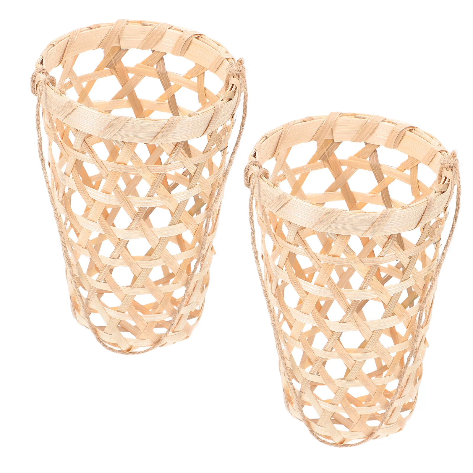 

2Pcs Bamboo Hanging Flower Basket Woven Wall Planter for Indoor Outdoor Garden Rustic Decor Woven Basket Wall Mounted