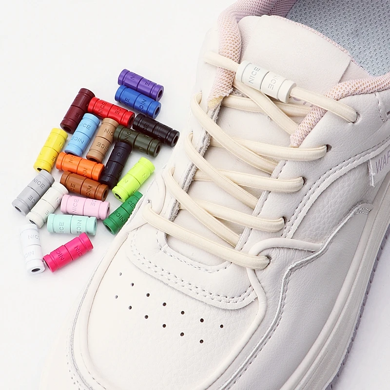 

1 Pair Capsule Lock Shoelaces Elastic Laces Sneakers No Tie Shoe Laces Without Ties Kids Adult 0.6cm Flat Shoelace for Shoes