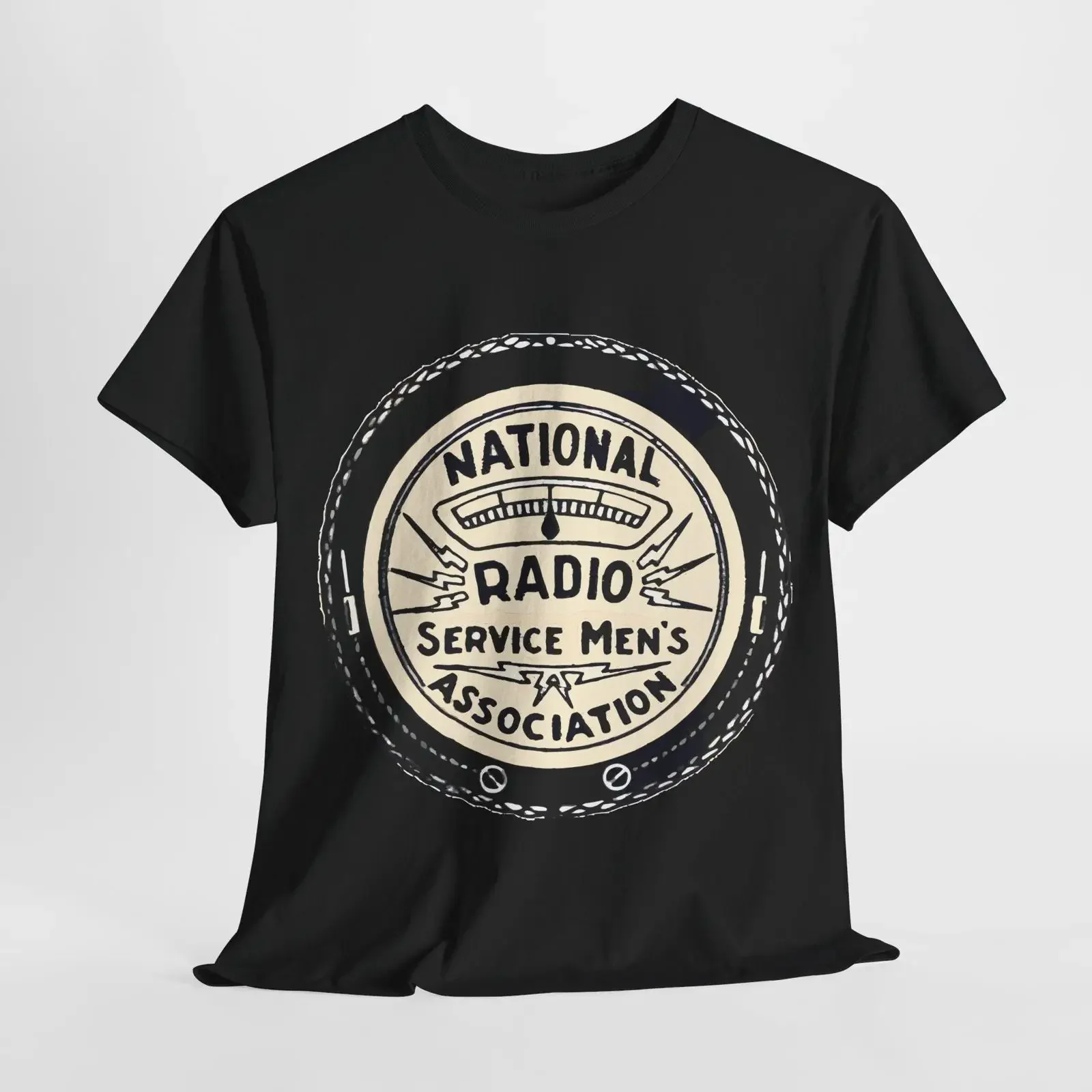 Camiseta con logotipo vintage de la Asociación Nacional de Radiomecánicos, estilo reparador antiguo con tubo de vacío, lavada, cómoda y de estilo vintage.