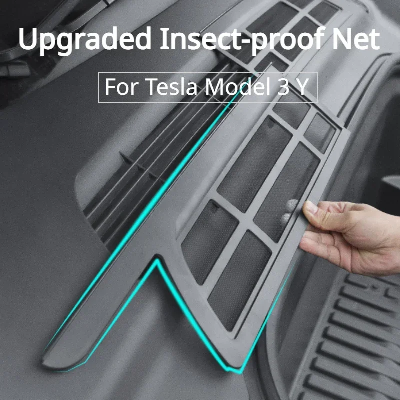 Red a prueba de insectos para Tesla Model 3 Y, cubierta de aire acondicionado para maletero delantero, rejilla de admisión, entrada de aire limpia,