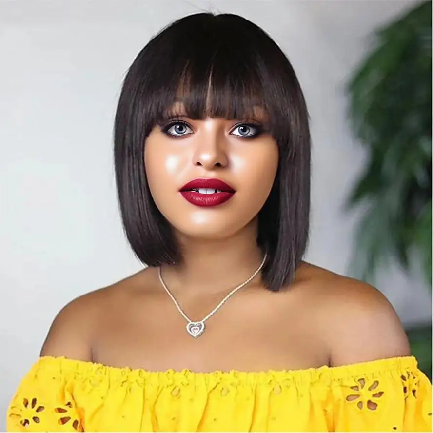 

Women's Real Human hair wig Human hair Blend Wig Short Pixie Cut brazilian wig for Women with bangs