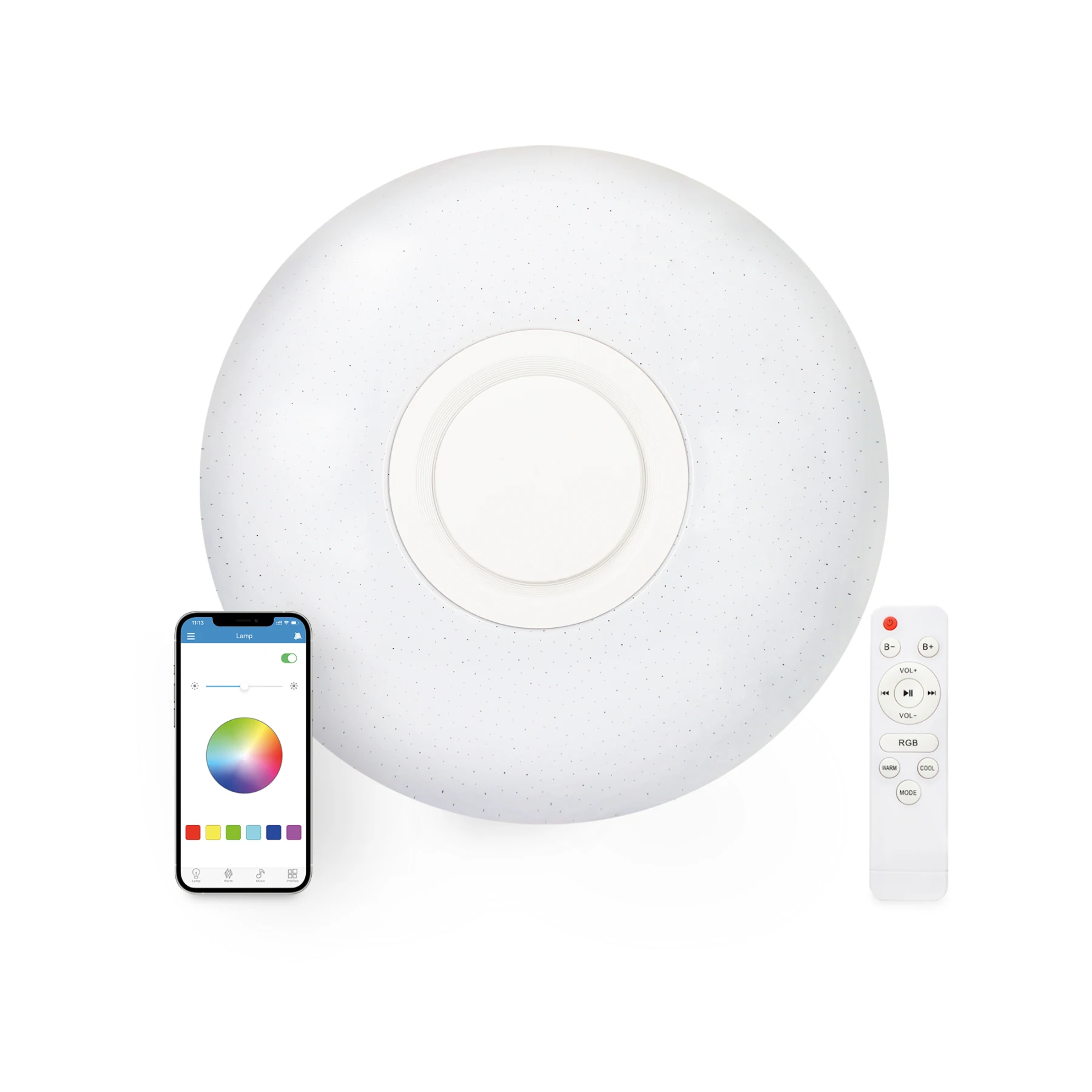 KSIX 2.200lm 30W LED ceiling ceiling light RGB dimmable 5W Bluetooth Speaker Lamp Adjustable temperature (3000K-6800K). Remote Control. Own App