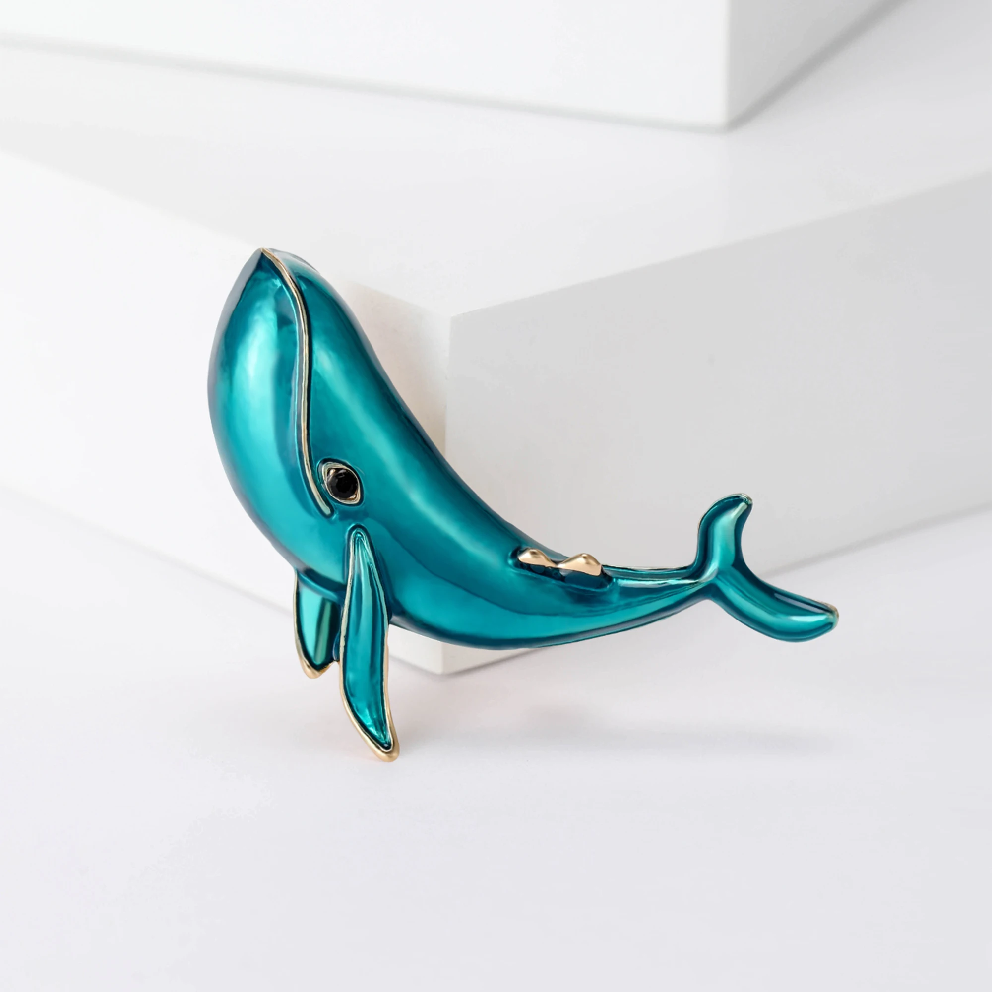 Enamel Rhinestone Whale Brooches for Women Unisex Animal Pins Multi-color Available Casual Party Accessories Gifts