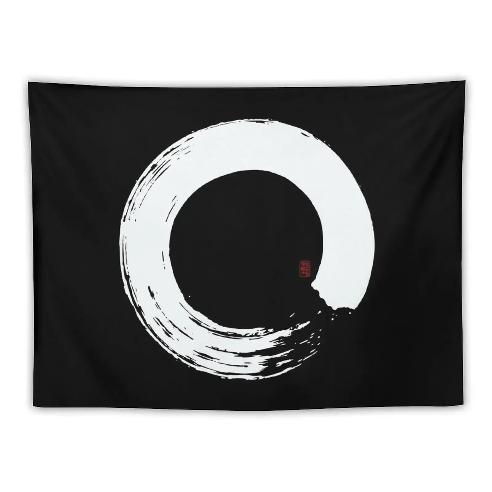 

White Enso Tapestry Wall Hanging Decor Aesthetics For Room Home Decoration Funny Tapestry