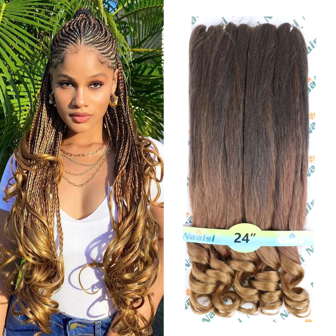 24Inch 5 In One Fine PackPre Stretched French Curly Synthetic Braiding Hair Crochet Braids  Easy Braiding Crochet Hair