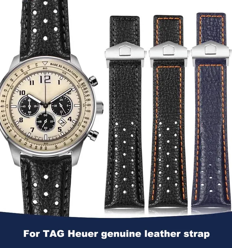 

For TAG Heuer Strap MONACO CARRERA Wrist Band Frosted Calfskin Quality Leather Watchband Bracelet Watch Accessories 22mm