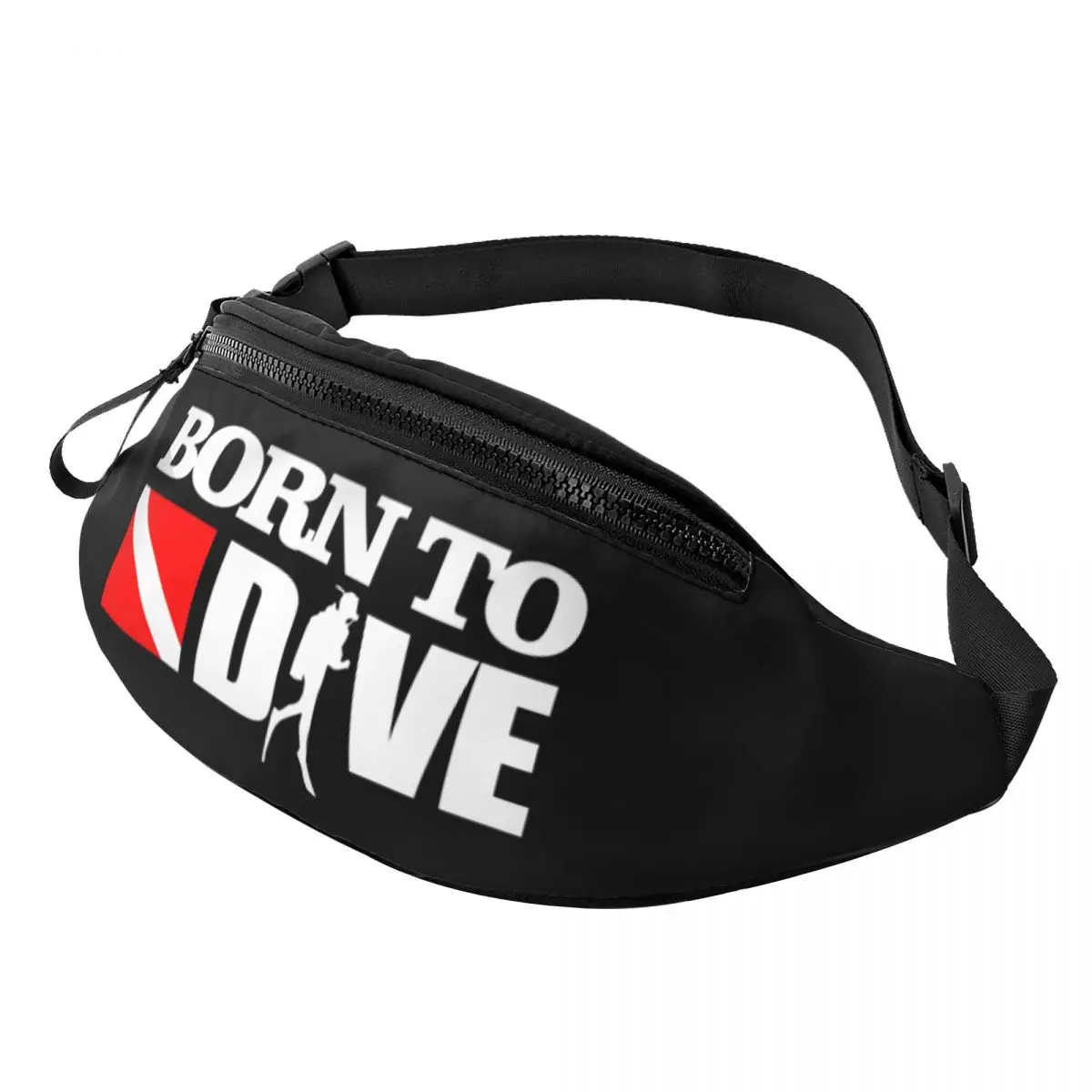 

Born To Dive Fanny Pack Men Women Custom Diving Lover Diver Crossbody Waist Bag for Running Phone Money Pouch