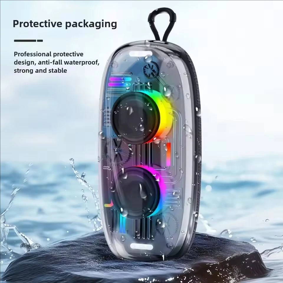 

OKOP Wireless Bluetooth Speaker Cool RGB Ambient Light Outdoor Portable Handle Small Speaker Suitable Ffor Car Camping