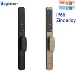 Waterproof 3592 2885 double hook Mortise short handle Ttlock Tuya wifi Fingerprint Digital door lock for Sliding UPVC Grill door