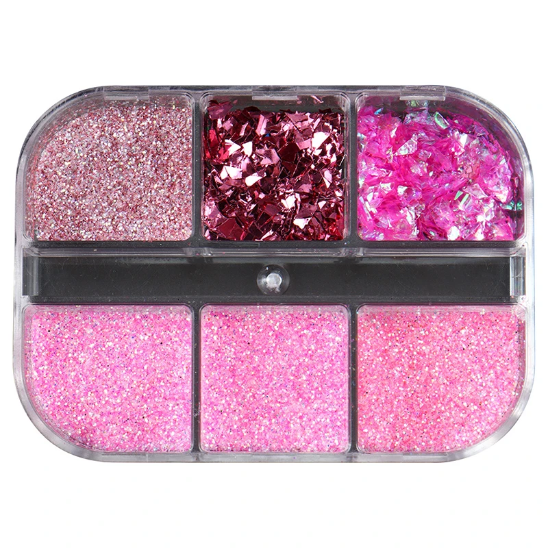 1 Box Of 6 Grids 3D Mini Round Nail Sequin Kawaii Korean Black Dot Nail Art Flake Y2K Golden Silvery Shinny Charms Accessories