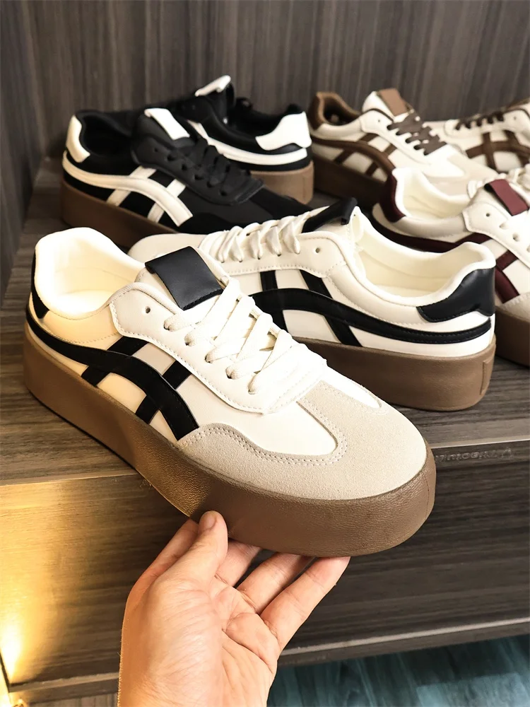 

Classic Soft Leather Deqin Shoe Silhouette Design Men's Autumn Fashion Casual Shoes Retro Style Low Cut Breathable Comfortable