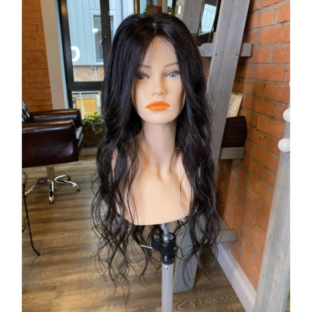 قاعدة حرير شعر بشري مموج حقيقي ، قطعة شعر علوي ، الأفضل لتساقط الشعر ، غطاء علوي رقيق ، منطقة الرأس ، 15x16 سم