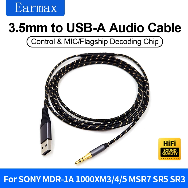 USB-A TYPE-C Lightning to 3.5mm ForSONY mdr-1a 1ABAT 1000XM4 950BT MSR7 SHP9500 Replaceable Desktop Gaming Headset Upgrade Cable