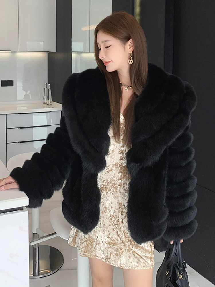 New Women Real Real Natural Fox Fur Coat Thick Warm Winter Fox Fur Jackets Luxury Female Outerwear Jackets Hot Sale