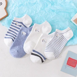 5 Pairs Women Socks Harajuku Embroidered Short Sock Female Cartoon Sock Sheep Striped Solid Casual Cotton Breathable Ankle Socks