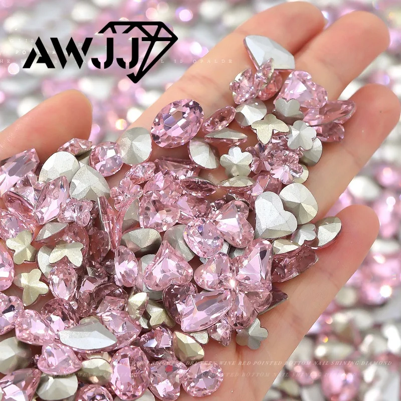 ผสมสี DROP Heart รูปผีเสื้อชี้ด้านล่างตกแต่งอัญมณีใช้สําหรับต่างหูสร้อยคอเครื่องประดับเล็บอุปกรณ์เสริม