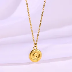 Minimalist Disc Necklace For Women Gold Color Aesthetic Copper Necklace Wedding vacation party Pendant Jewelry Gift