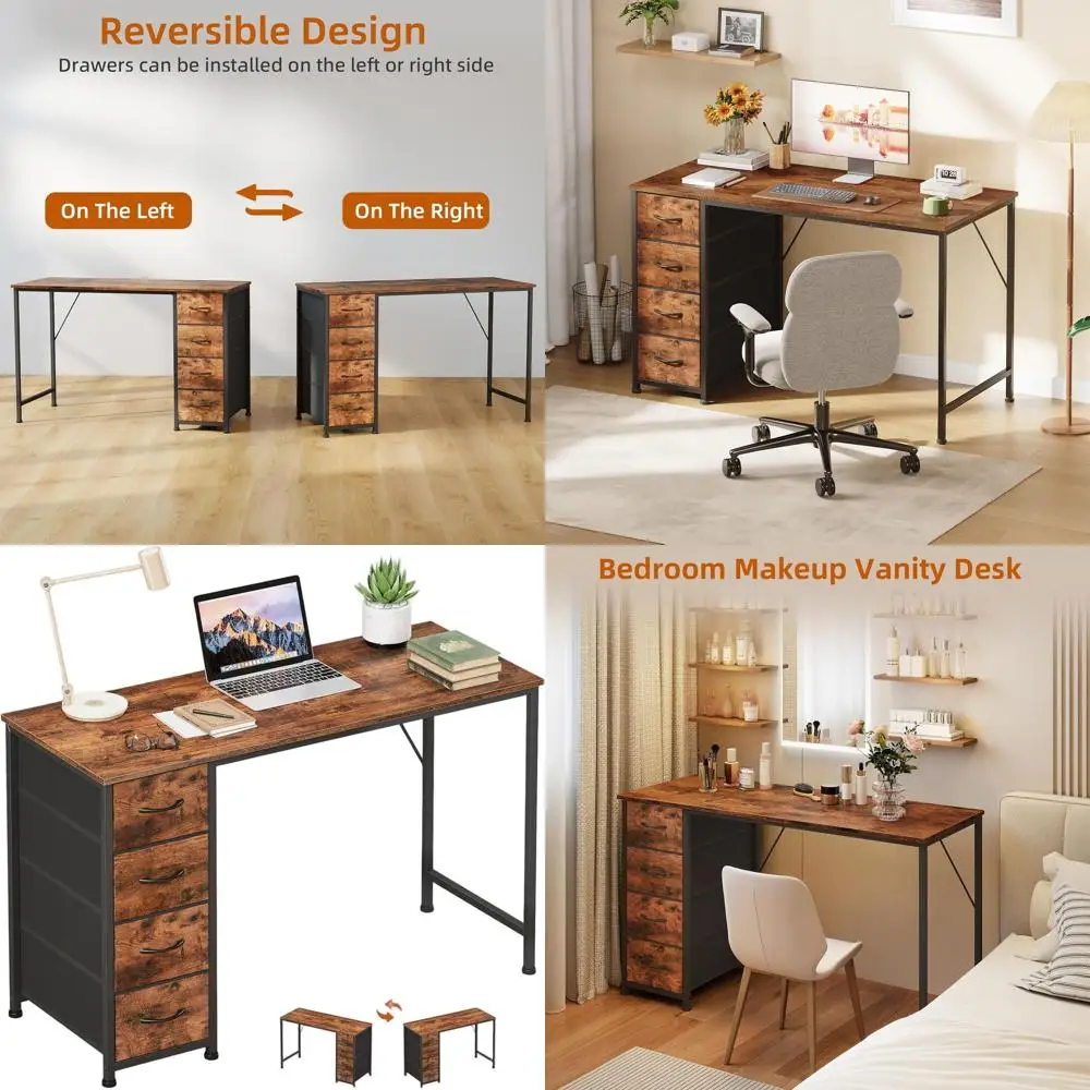 

Современный домашний офисный стол 47 с местом для хранения, подходит для спальни, кабинета или гостиной, отделка под дерево