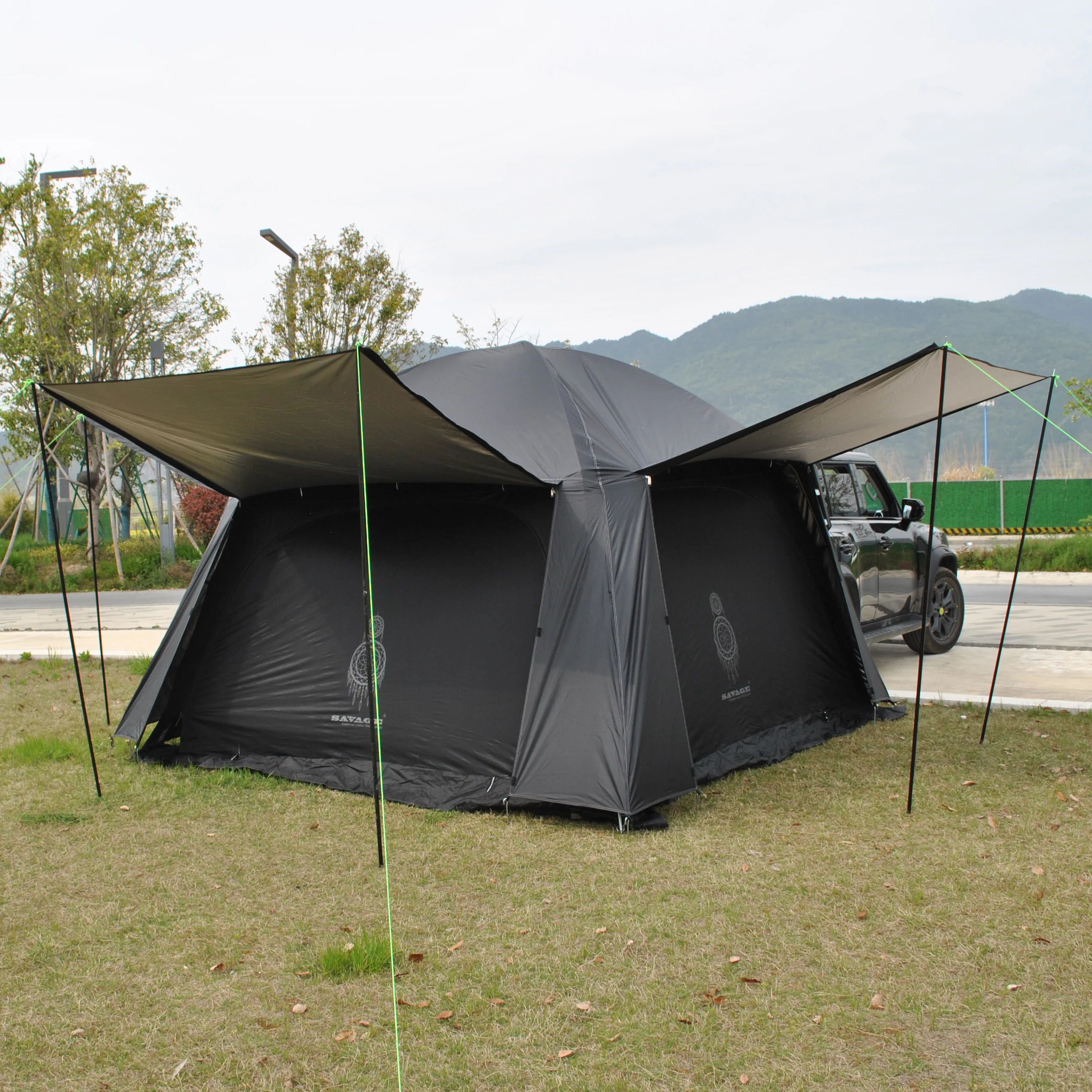 Tienda de campaña Trinity Tiple Layer Rainfly SUV, tienda de campaña para coche, tienda de campaña para 4 personas para SUV, tienda de campaña para estufa trasera de coche con 3 velas