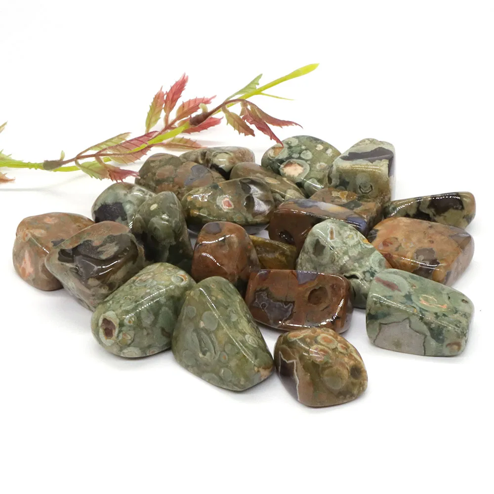 

Tumbled Stone Natural Green Rainforest Jasper Reiki Healing Crystal Energy Specimen Irregular Rock Bulk Home Aquarium Decoration