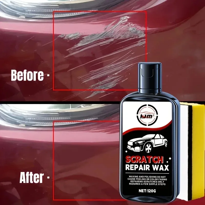 KJM 120g autokrasreparatiewas - eenvoudige doe-het-zelf-toepassing, professionele verfkrasverwijdering, herstelt glans en beschermt de afwerking