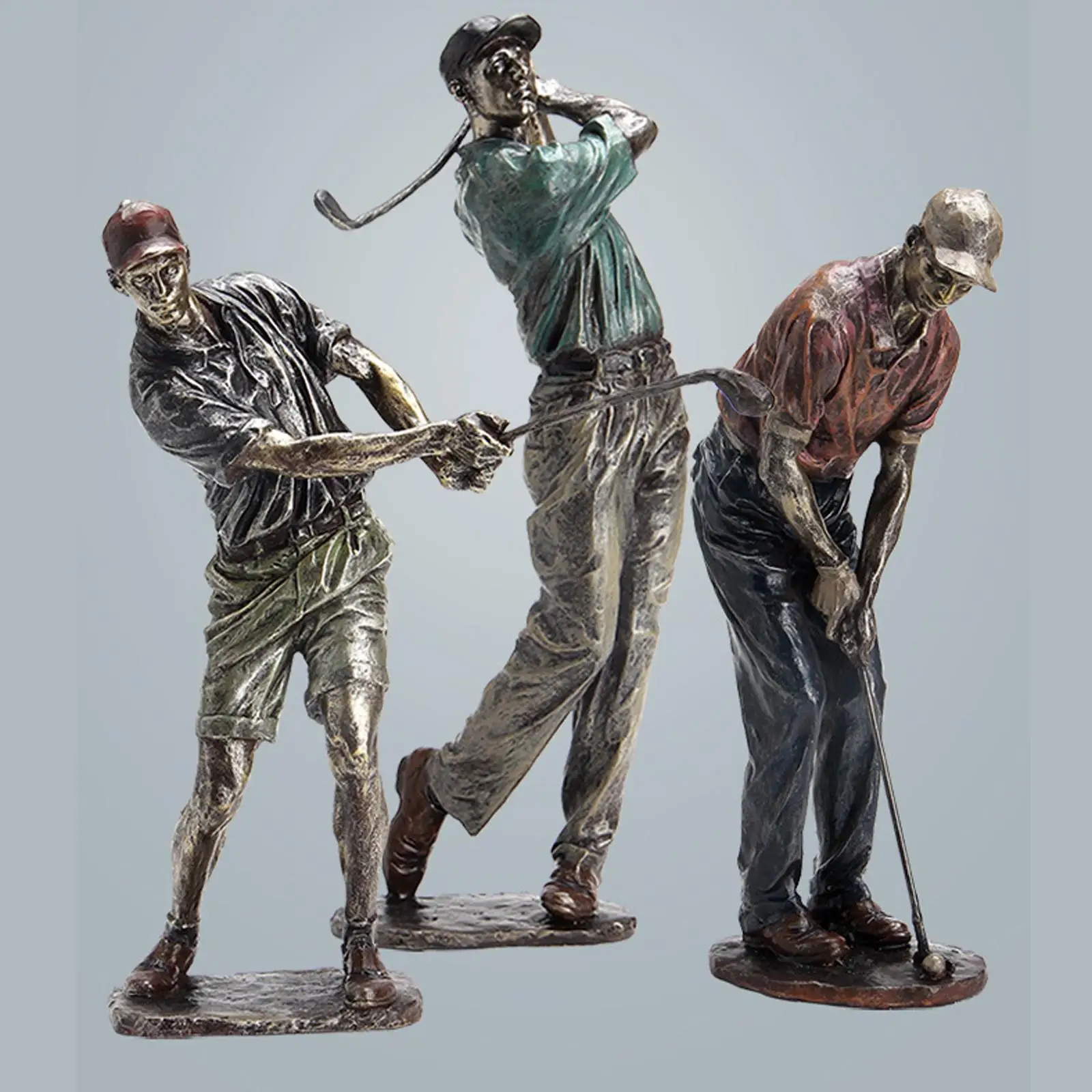 Resin Man Golfer Statue Arts Golf Figurines Office Bookcase Decoration Gift