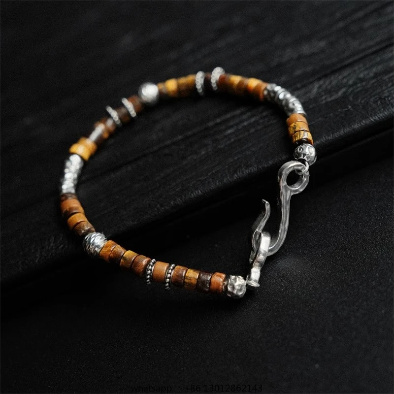 

Браслет из натурального камня тигрового глаза, мужской и женский браслет для пар из бисера.