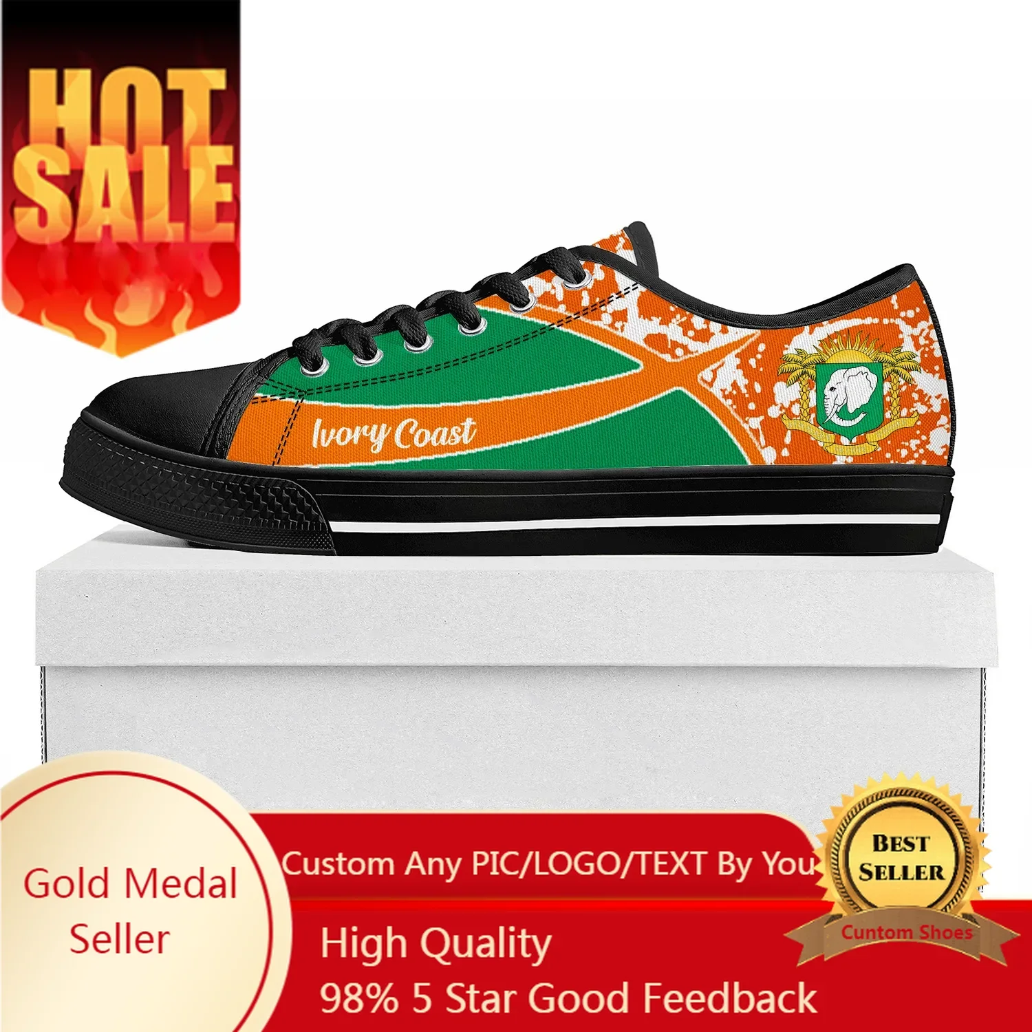 

Ivory Coast Côte d'Ivoire Low Top High Quality Sneakers Mens Womens Teenager Tailor-made Shoe Canvas Sneaker Casual Couple Shoes