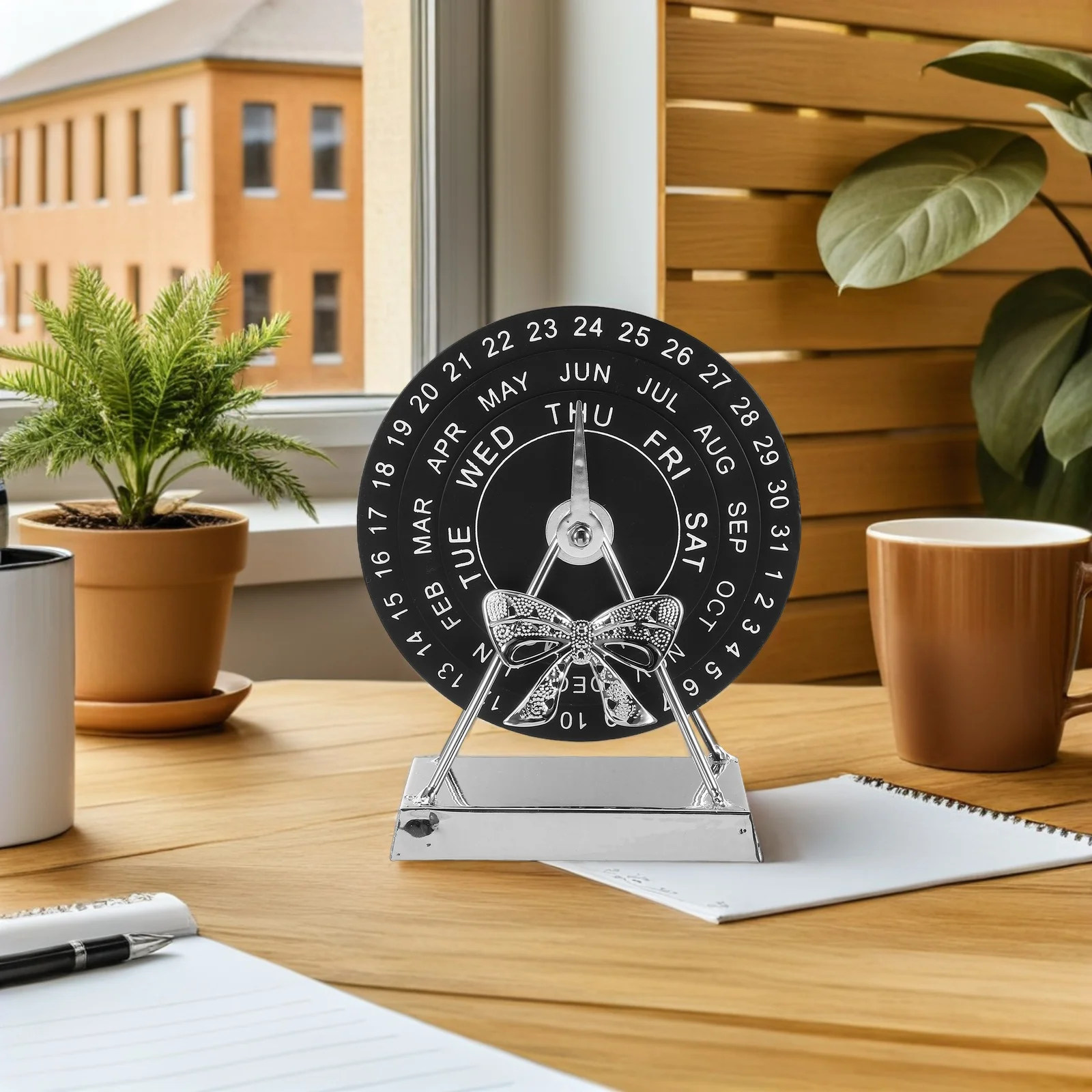 

Metal Perpetual Desk Rotatable Disk Manual Vintage Decorative Office Home Ornament Rotary Calendar For Gift Daily Use Warm