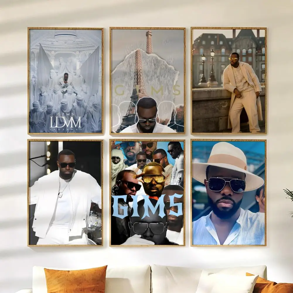 Rapper M-Maitre Gims Poster Wall Stickers HD Painting Self Adhesive Art Decals for Bedroom Living Room Home Decor