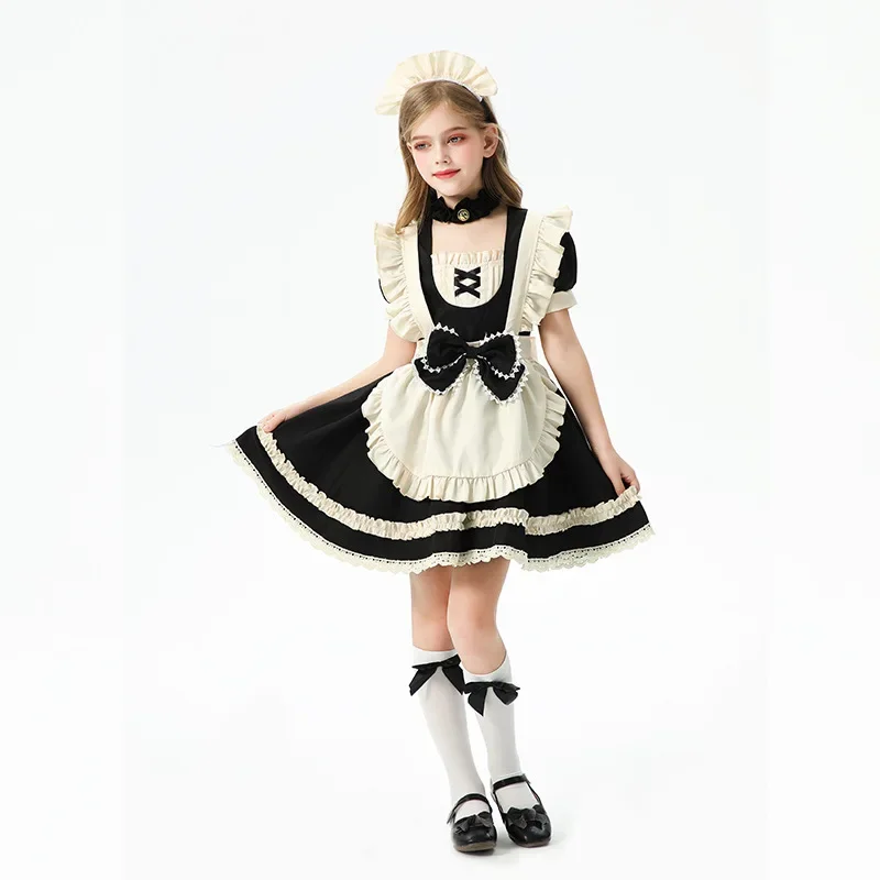 الفتيات خادمة الزي الأطفال لولي ريفي الفرنسية لوليتا فستان فساتين الأميرة مجموعات مرحلة أزياء مسرحية حفلة الهالوين