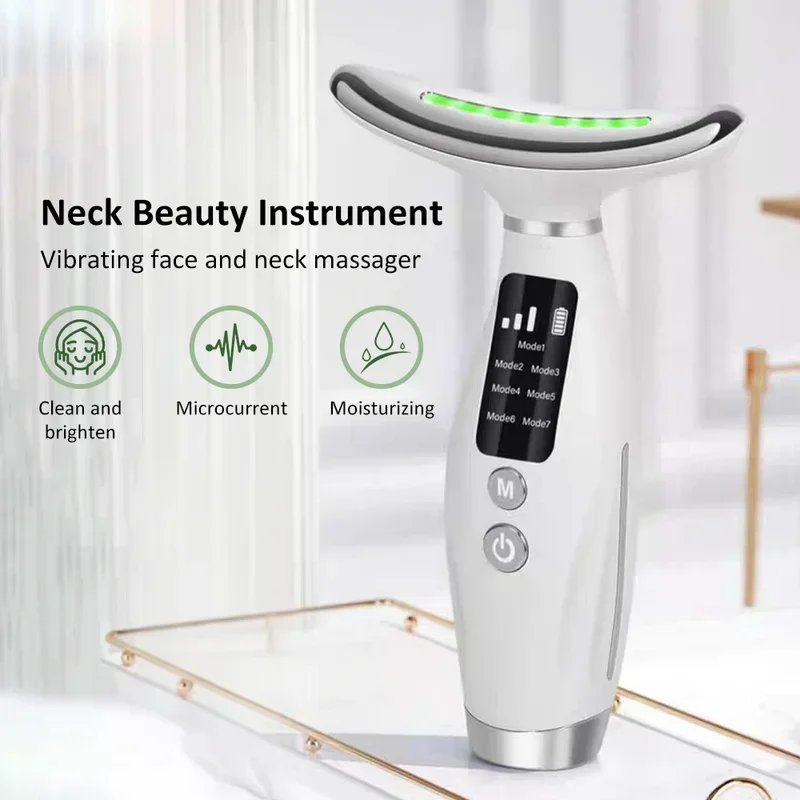 

7 Color EMS Facial Neck Massager with Micro-current Neck Face Beauty Device Enhanced Face Neck And Shoulder Care Vibrating Thera