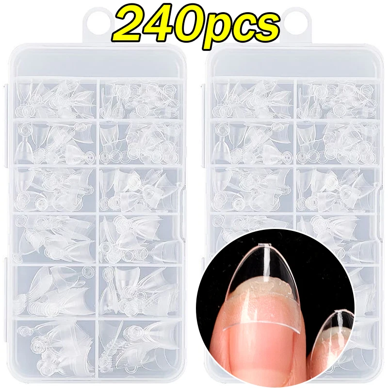 Half Cover Almond Pre-filed Nail Tips DIY Nails Art Tool Press on Fake Artificial Nail Extension for Extra Short Nail Bed